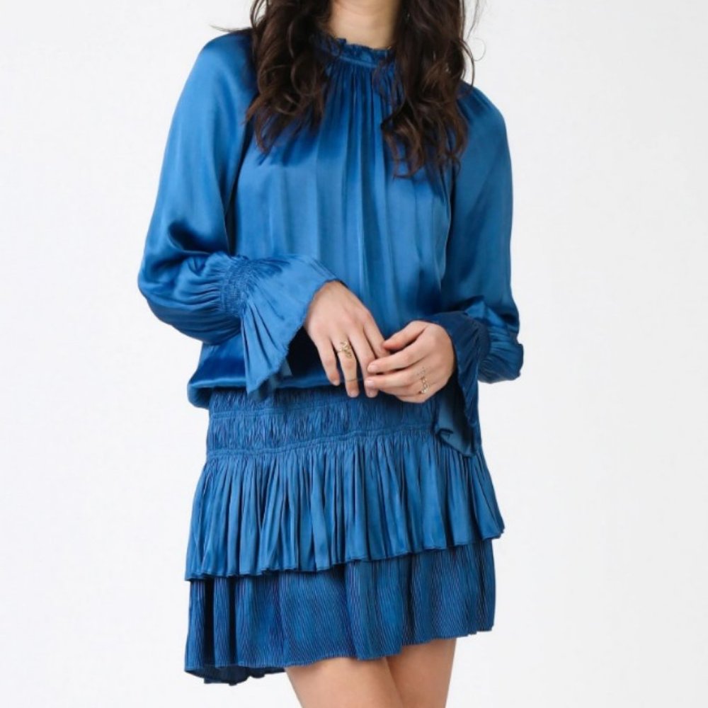 Current Air High Neck Pleated Skirt Dress Size Small in Cobalt blue